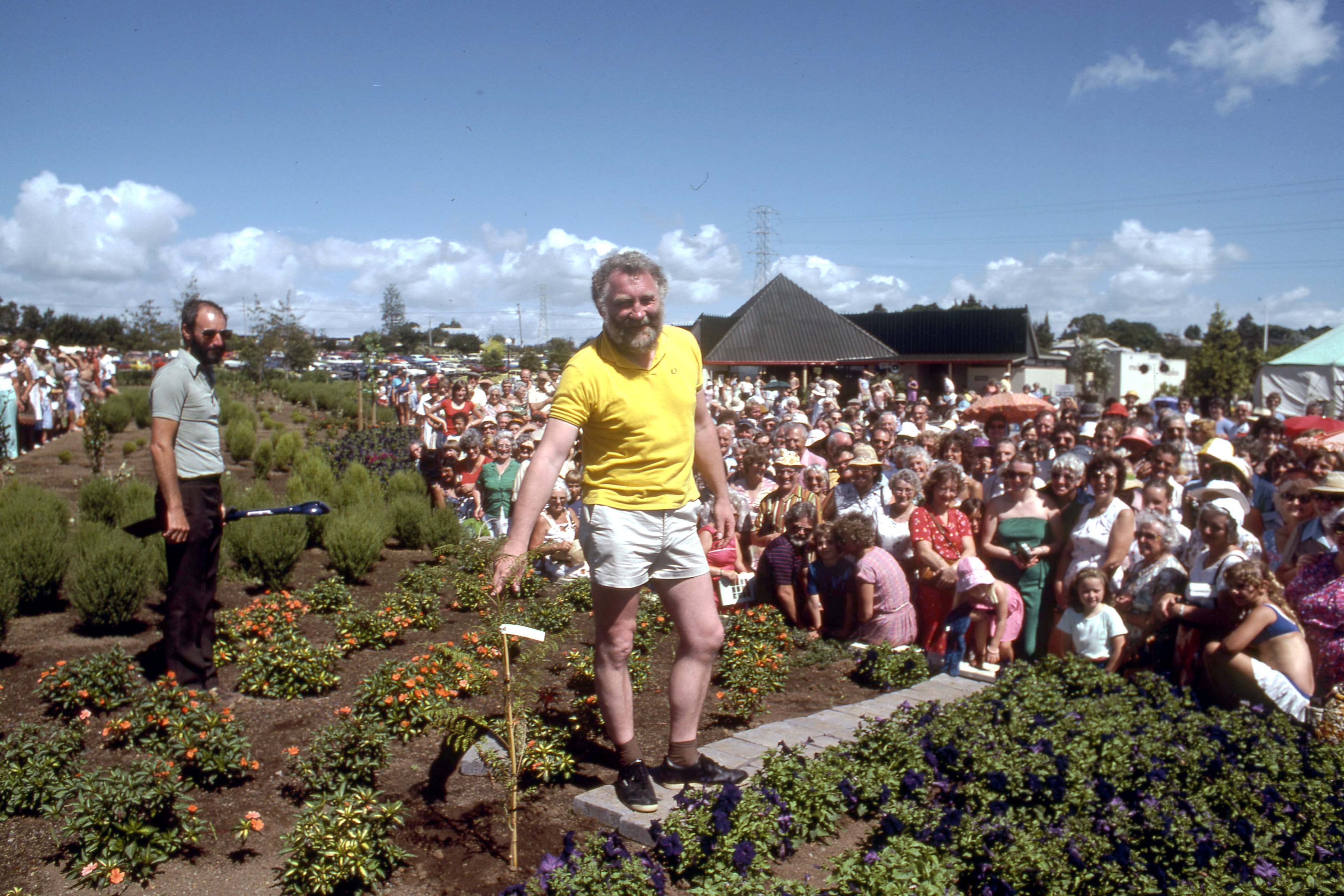 1982. Botanist David Bellamy at the opening of the Gardens.