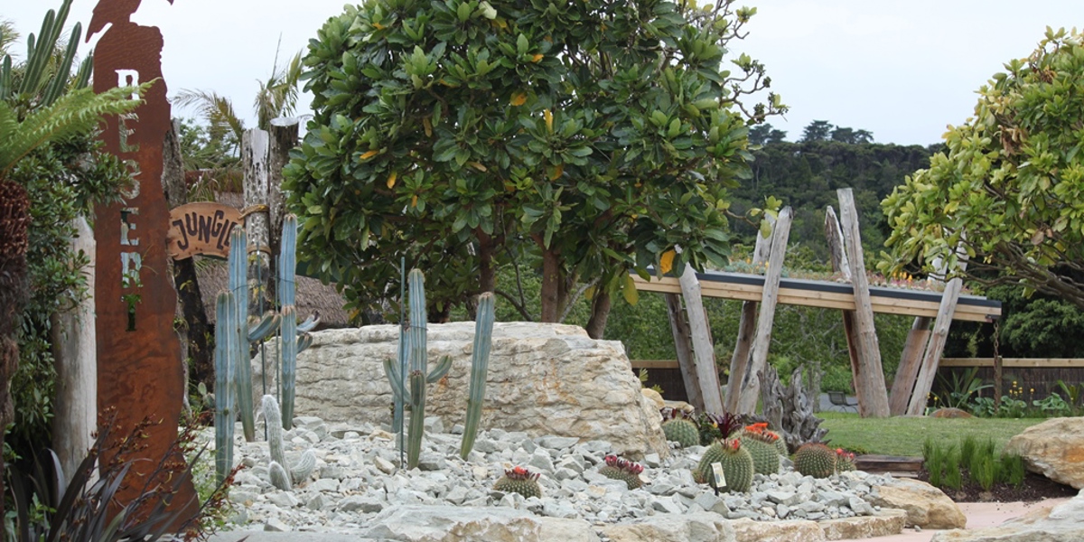 Through the dry desert to reach the misty jungle, Potter Children's Garden