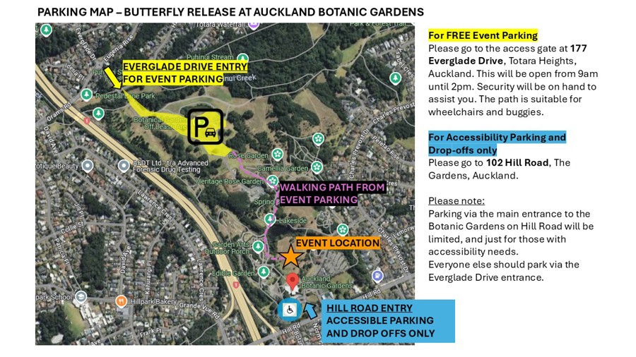 Butterfly Release Event Parking Map ABG